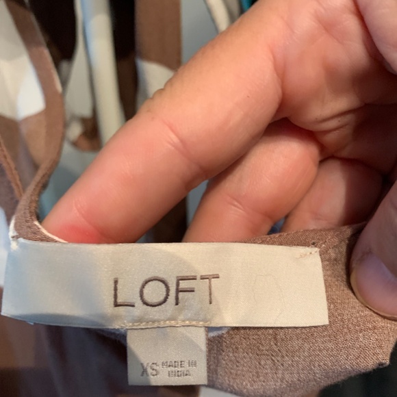 Loft polka dot swing dress in desert taupe. Worn 2x - Picture 5 of 7